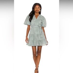 Karina Grimaldi ROYAL PRINT MINI DRESS IN POWDER WIGGLEY Revolve